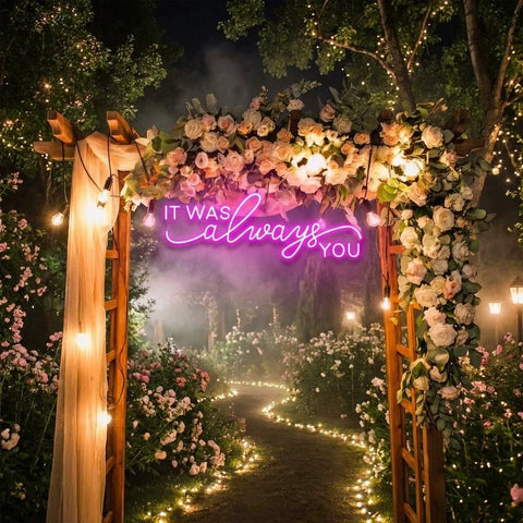 Neon Light Sign For Wedding, It Was Always You Neon Sign, Neon Last Name Sign Wedding