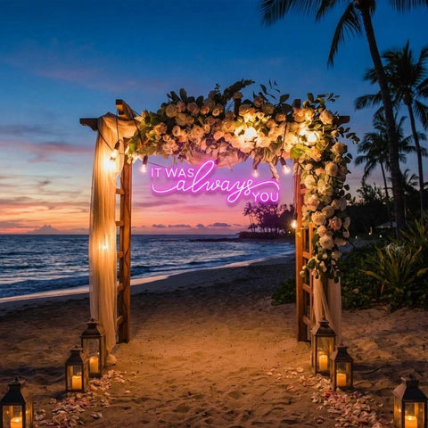 Neon Light Sign For Wedding, It Was Always You Neon Sign, Neon Last Name Sign Wedding
