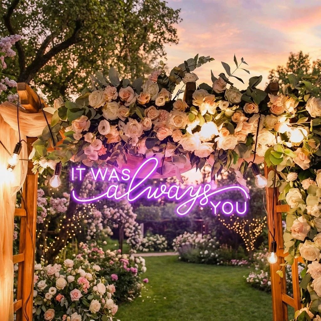 Neon Light Sign For Wedding, It Was Always You Neon Sign, Neon Last Name Sign Wedding