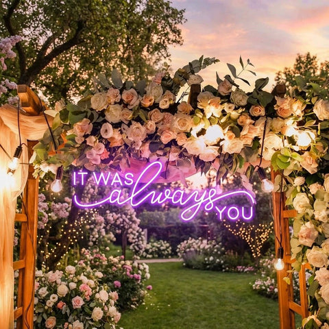Neon Light Sign For Wedding, It Was Always You Neon Sign, Neon Last Name Sign Wedding