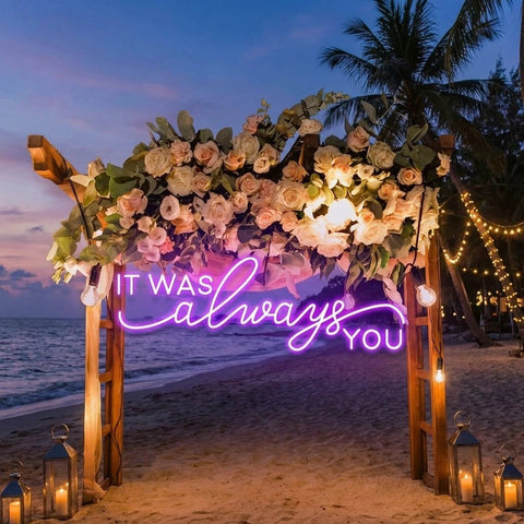 Neon Light Sign For Wedding, It Was Always You Neon Sign, Neon Last Name Sign Wedding
