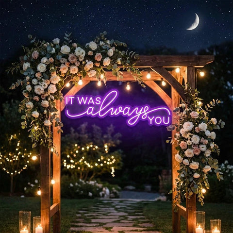 Neon Light Sign For Wedding, It Was Always You Neon Sign, Neon Last Name Sign Wedding