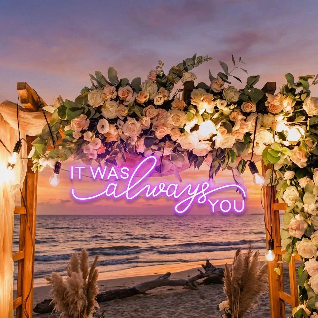 Neon Light Sign For Wedding, It Was Always You Neon Sign, Neon Last Name Sign Wedding