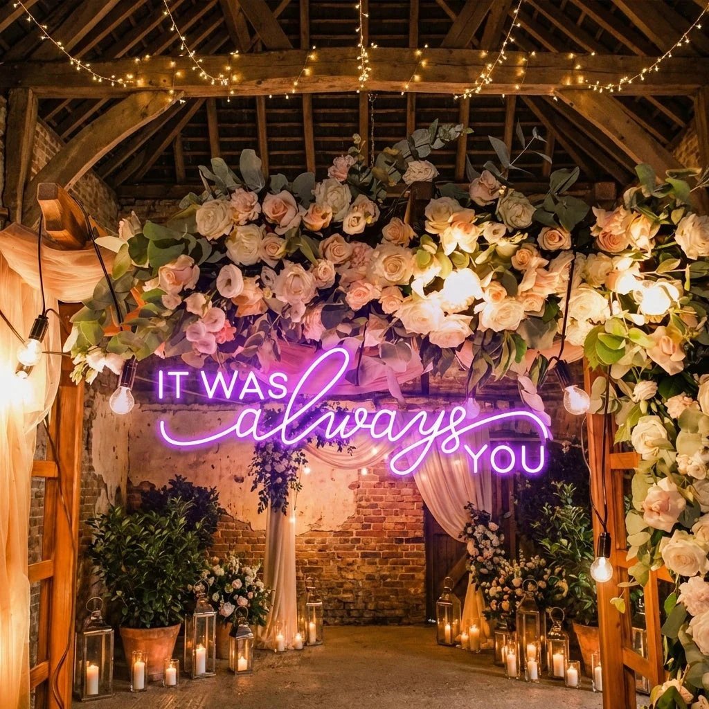Neon Light Sign For Wedding, It Was Always You Neon Sign, Neon Last Name Sign Wedding