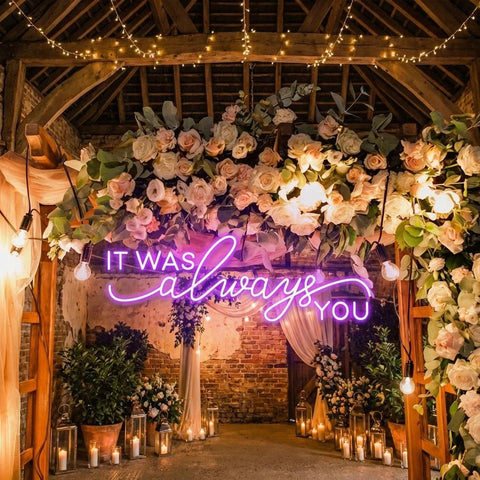 Neon Light Sign For Wedding, It Was Always You Neon Sign, Neon Last Name Sign Wedding