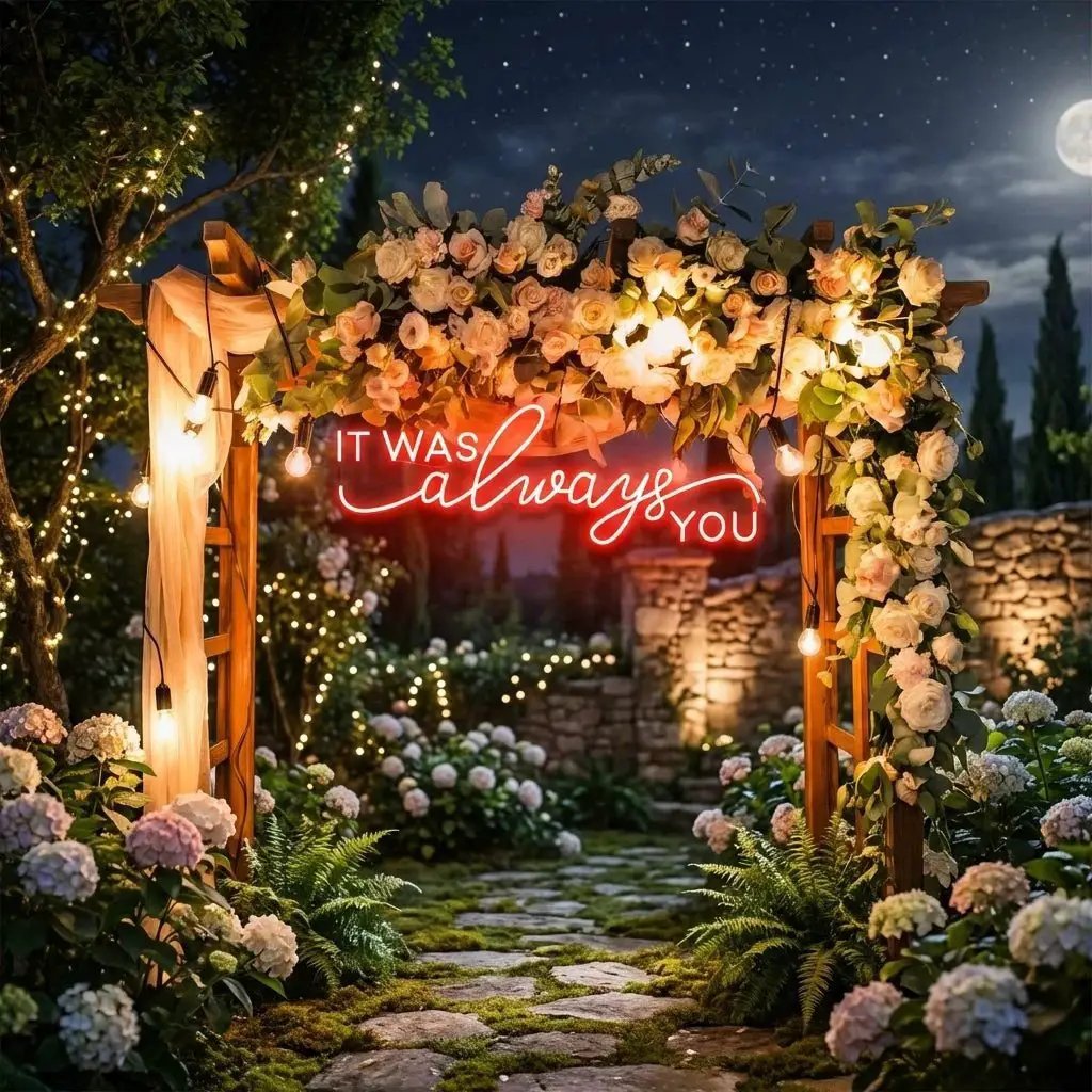 Neon Light Sign For Wedding, It Was Always You Neon Sign, Neon Last Name Sign Wedding