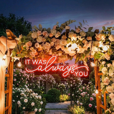 Neon Light Sign For Wedding, It Was Always You Neon Sign, Neon Last Name Sign Wedding