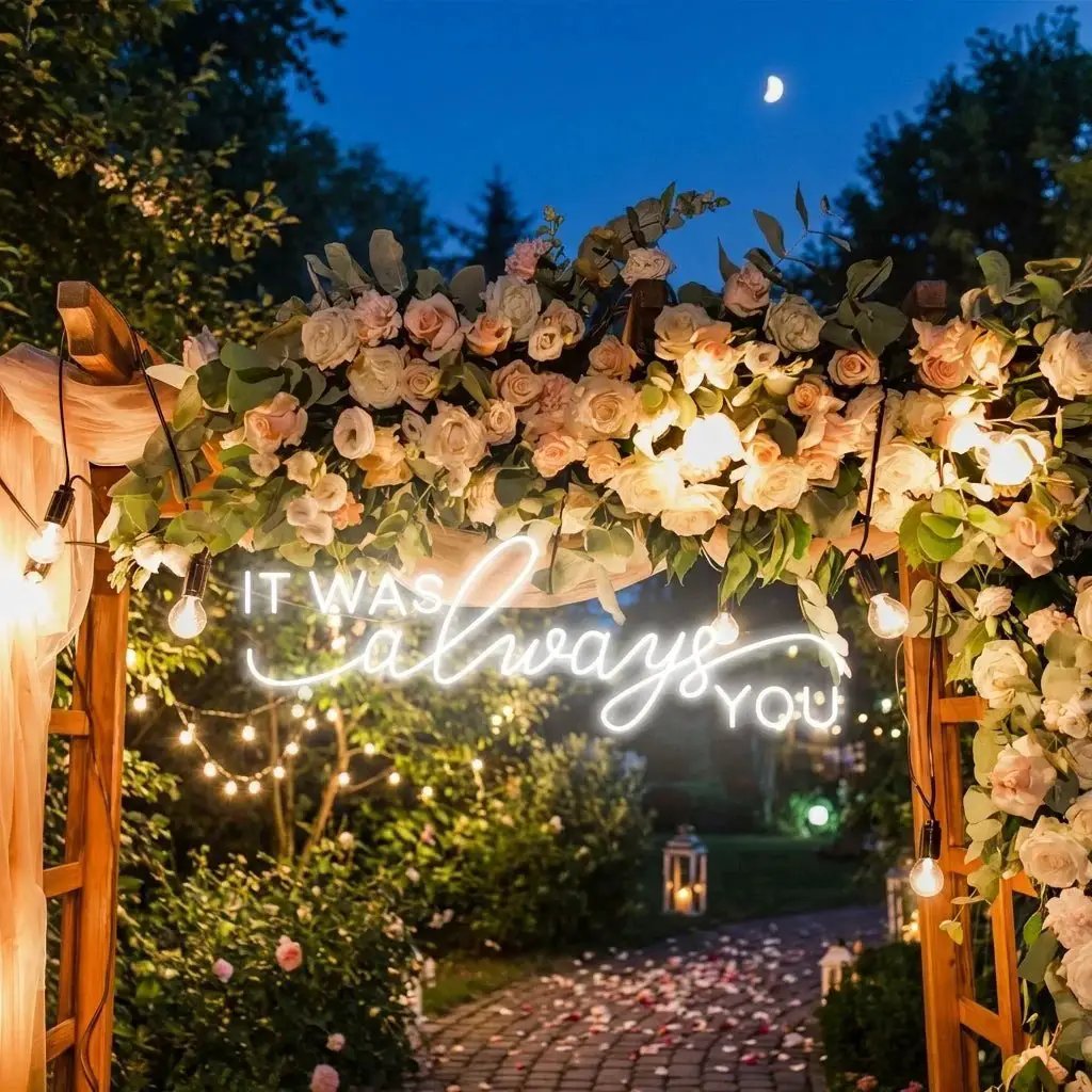Neon Light Sign For Wedding, It Was Always You Neon Sign, Neon Last Name Sign Wedding