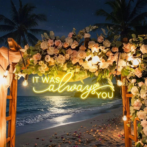 Neon Light Sign For Wedding, It Was Always You Neon Sign, Neon Last Name Sign Wedding