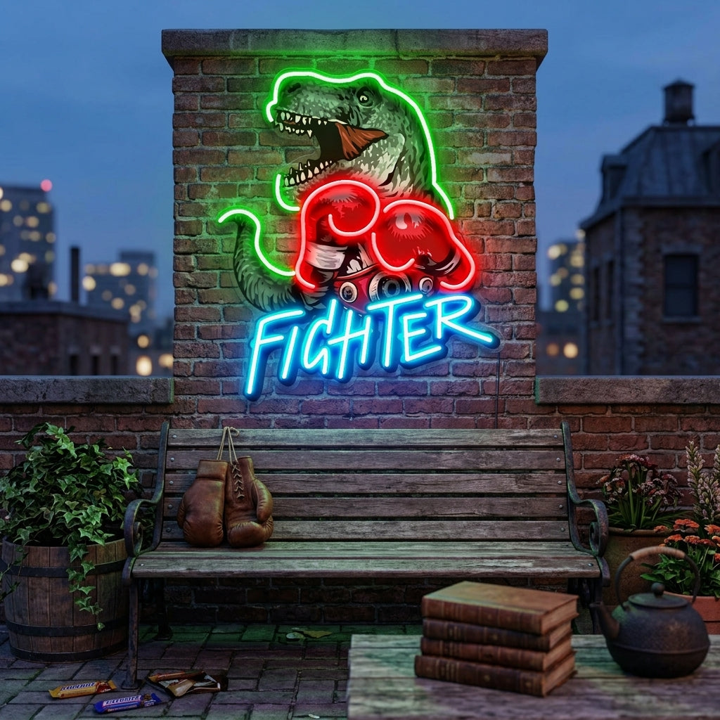 Jurassic Fighter LED Neon Sign Light Pop Art