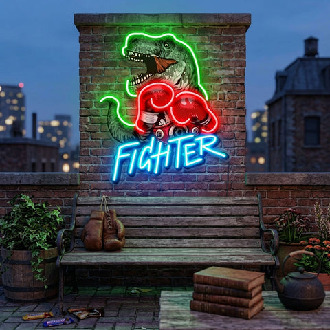 Jurassic Fighter LED Neon Sign Light Pop Art