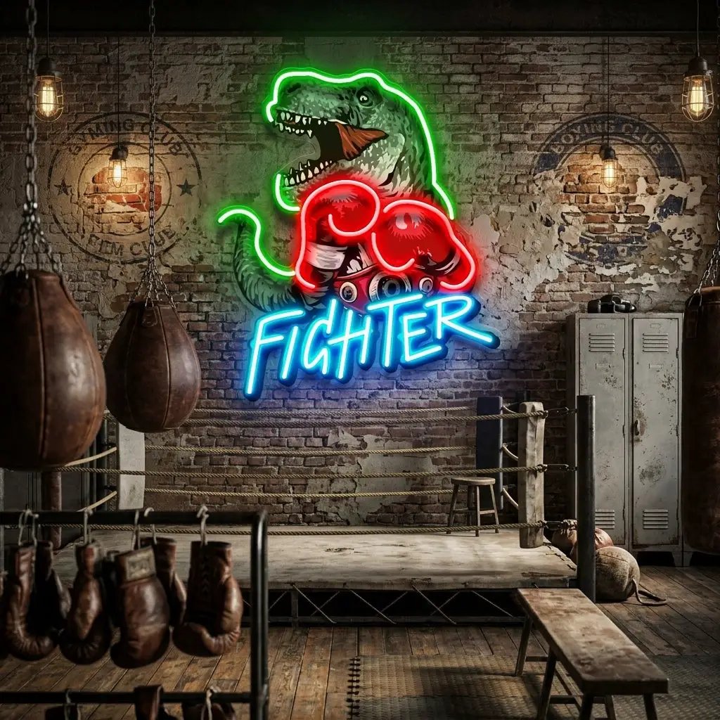 Jurassic Fighter LED Neon Sign Light Pop Art