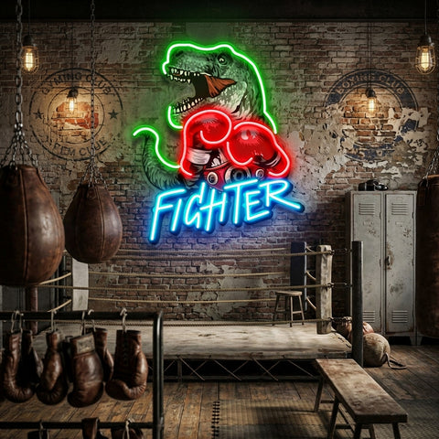 Jurassic Fighter LED Neon Sign Light Pop Art