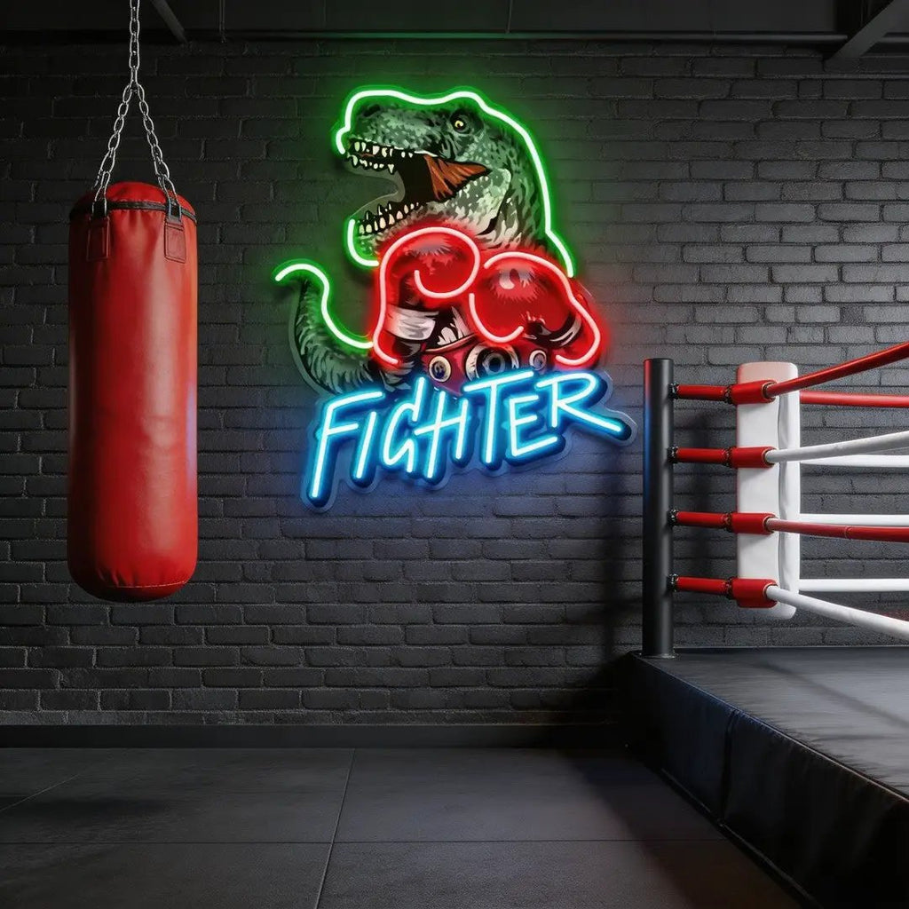 Jurassic Fighter LED Neon Sign Light Pop Art