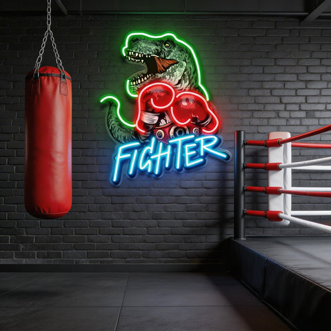 Jurassic Fighter LED Neon Sign Light Pop Art