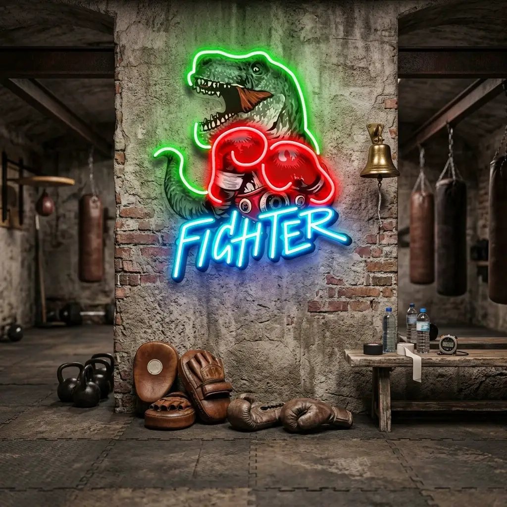 Jurassic Fighter LED Neon Sign Light Pop Art