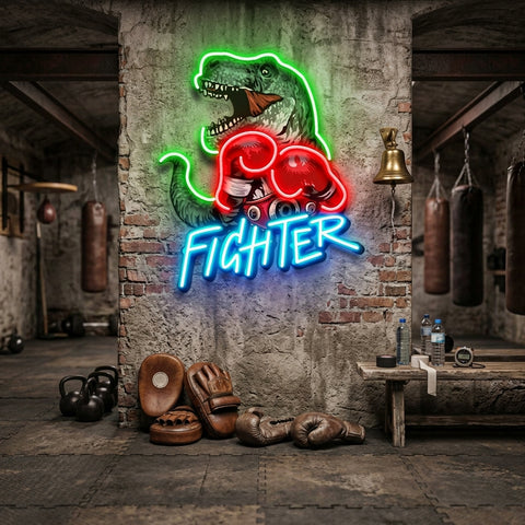 Jurassic Fighter LED Neon Sign Light Pop Art