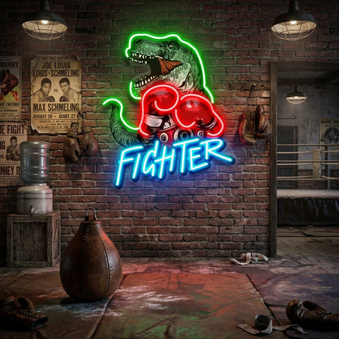Jurassic Fighter LED Neon Sign Light Pop Art