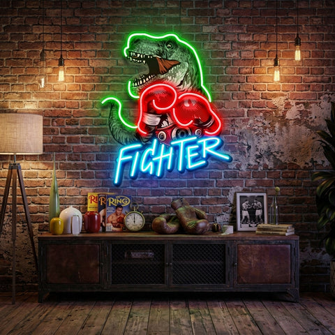 Jurassic Fighter LED Neon Sign Light Pop Art