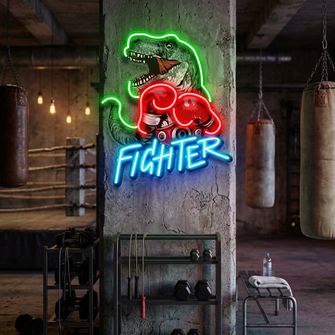 Jurassic Fighter LED Neon Sign Light Pop Art
