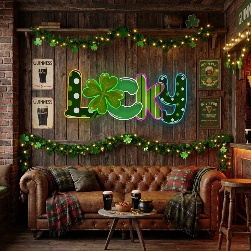 Lucky 2 St Patrick's Day Artwork Led Neon Sign Light