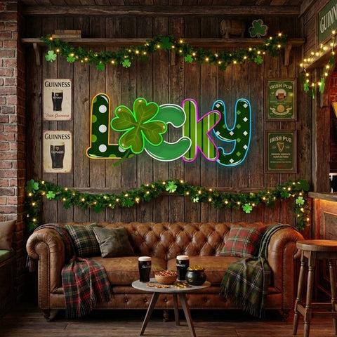 Lucky 2 St Patrick's Day Artwork Led Neon Sign Light
