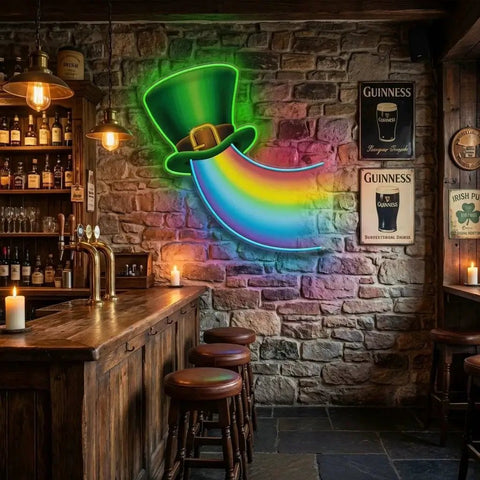 Rainbow Lucky St Patrick's Day Artwork Led Neon Sign Light