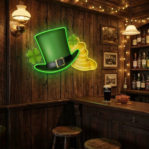 Patrick Gold St Patrick's Day Artwork Led Neon Sign Light
