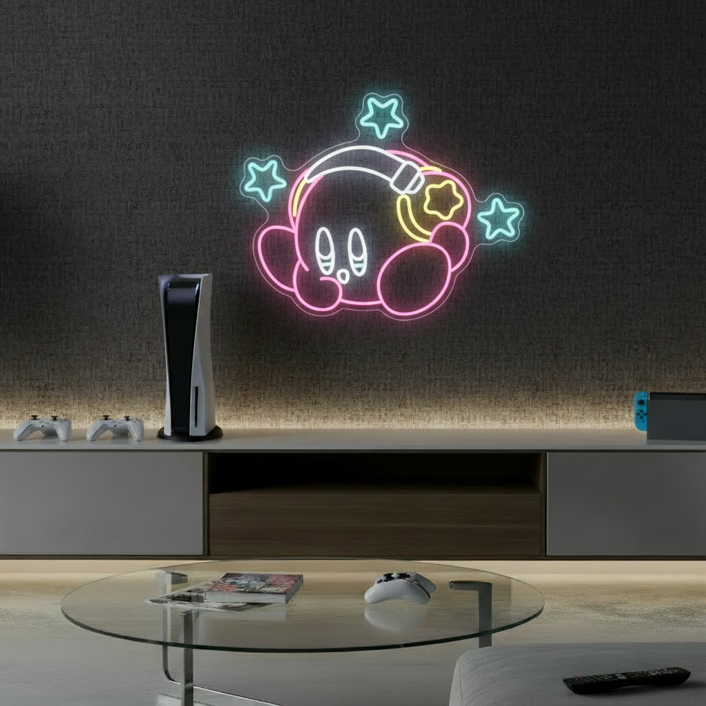 Kirby Neon Sign Anime Neon Sign Gaming Room Decor Sign - VN03 - Customneonstudio