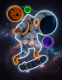 Skateboard Neon Sign Spaceman UV Printing Neon Sign