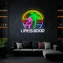 Life Is Good Palm Tree Neon Signs for Bar Wall Decor