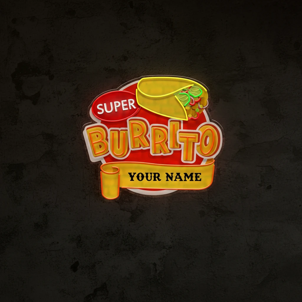 Custom Brand Name Burrito Mexican Food Restaurant Decor Artwork Led Neon Sign Light
