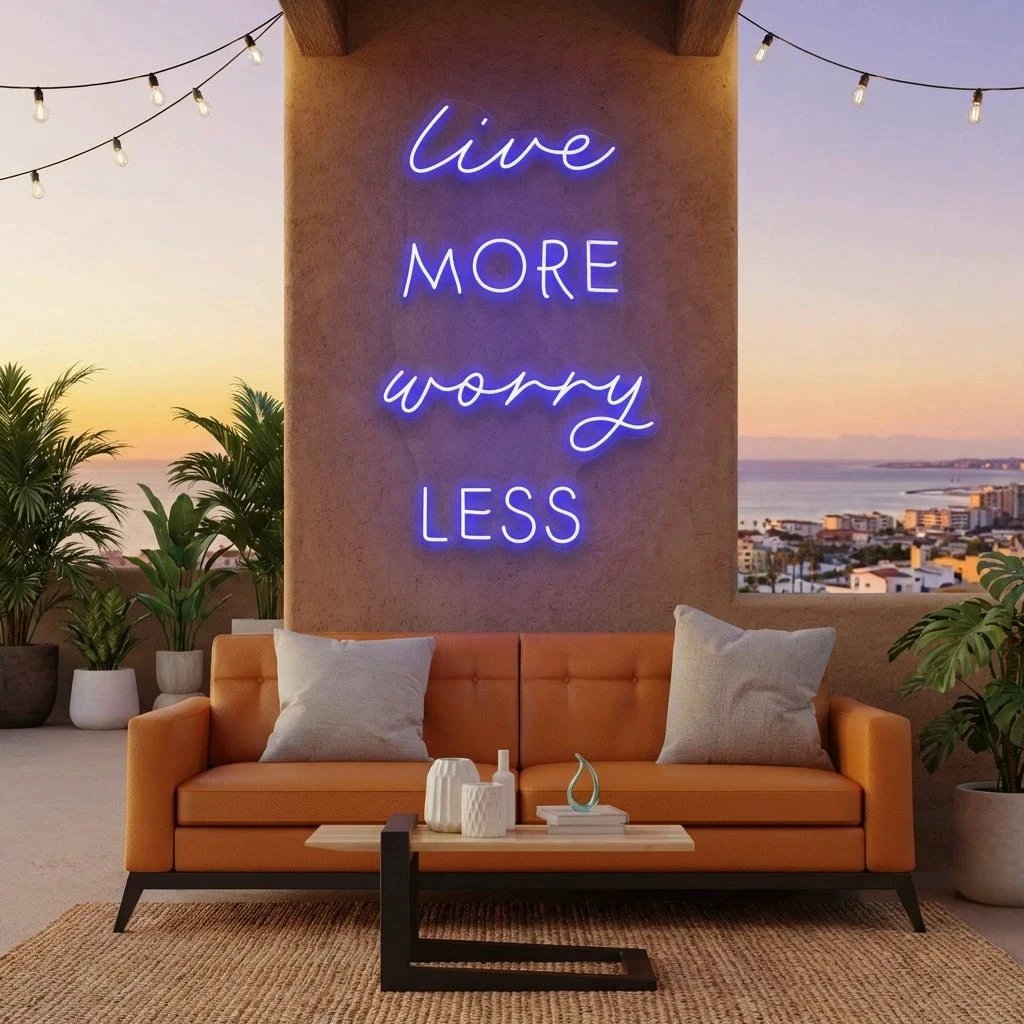 Live More Worry Less Led Neon Sign Light