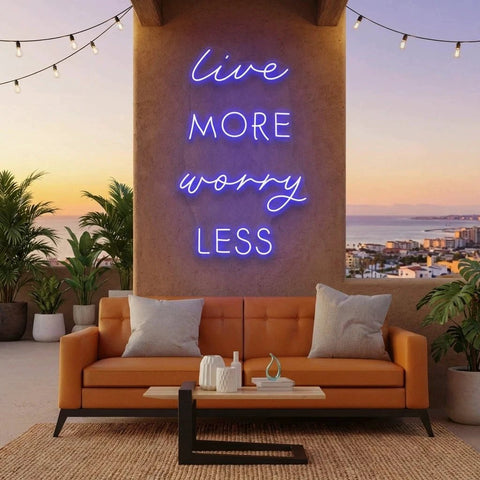 Live More Worry Less Led Neon Sign Light
