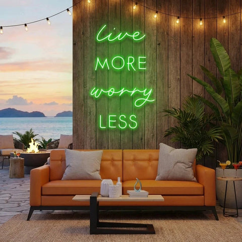 Live More Worry Less Led Neon Sign Light