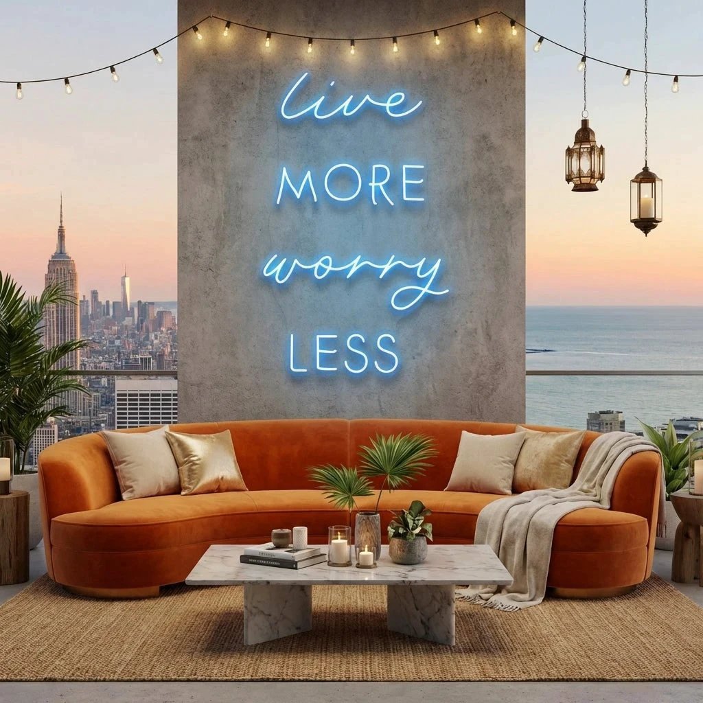 Live More Worry Less Led Neon Sign Light