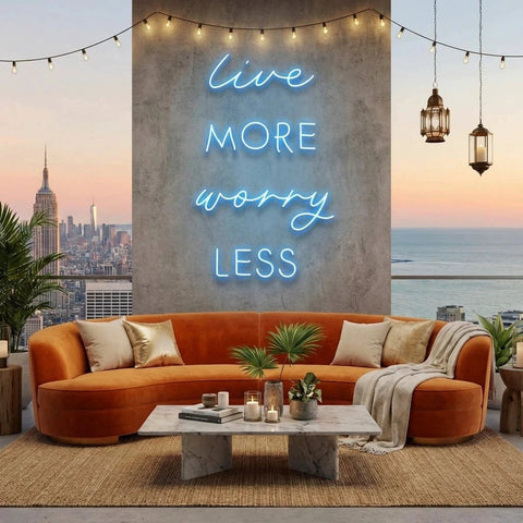 Live More Worry Less Led Neon Sign Light
