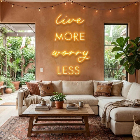 Live More Worry Less Led Neon Sign Light