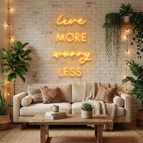 Live More Worry Less Led Neon Sign Light