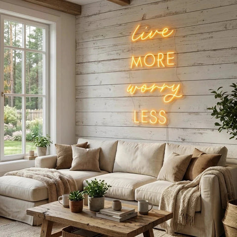 Live More Worry Less Led Neon Sign Light