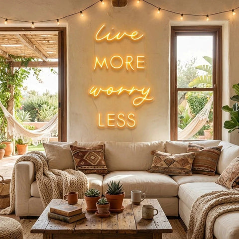 Live More Worry Less Led Neon Sign Light