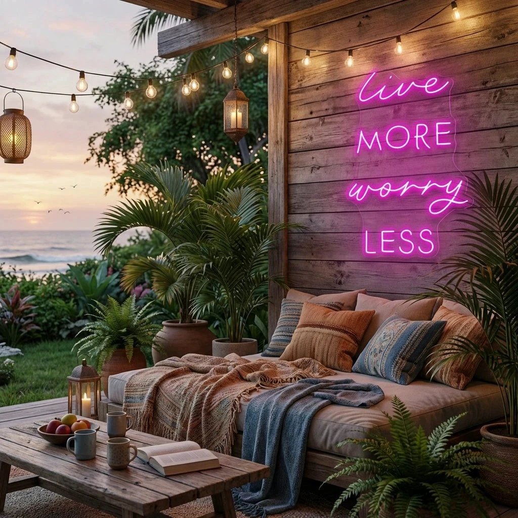 Live More Worry Less Led Neon Sign Light