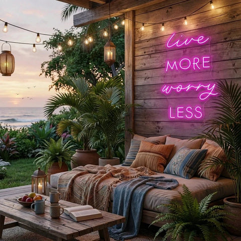Live More Worry Less Led Neon Sign Light