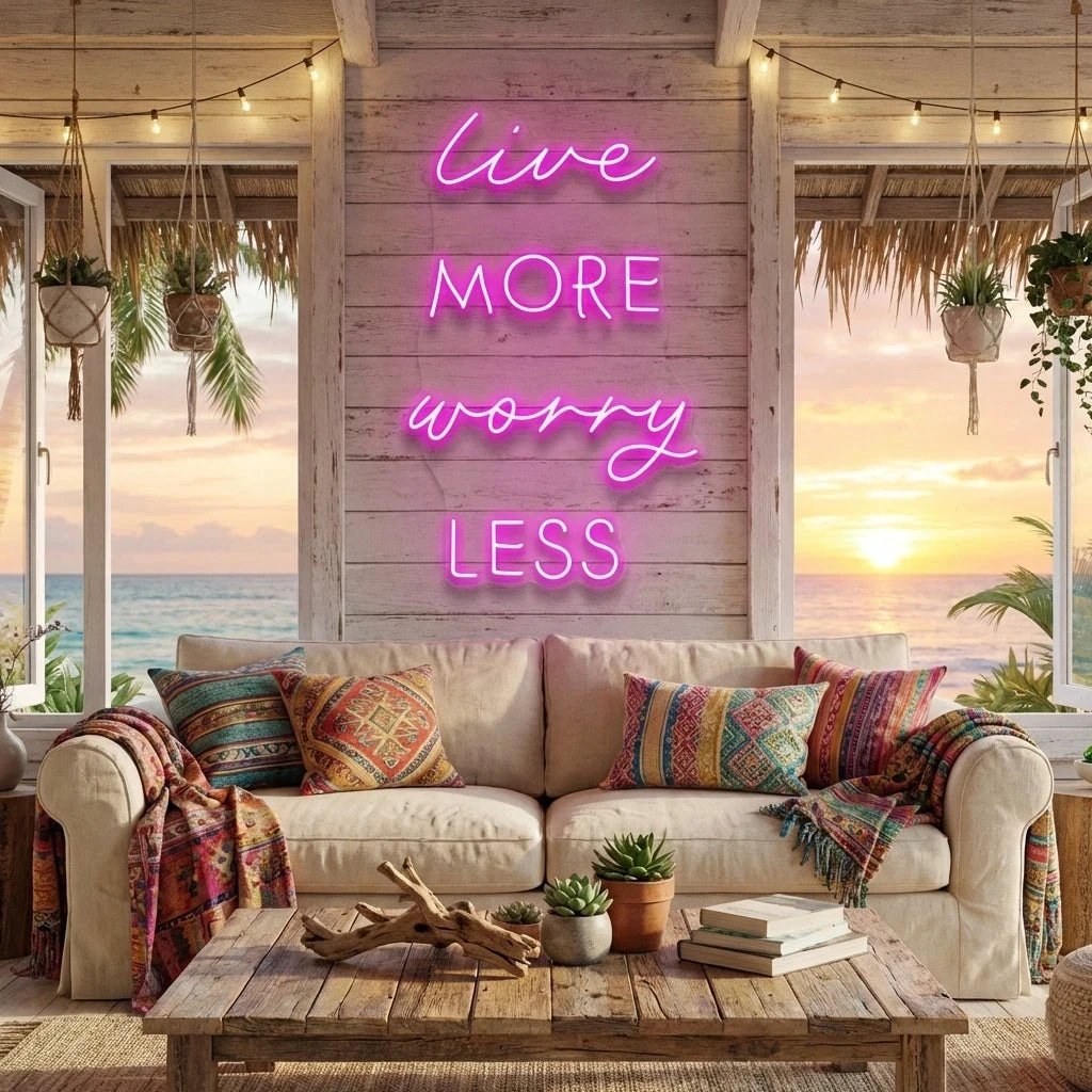 Live More Worry Less Led Neon Sign Light