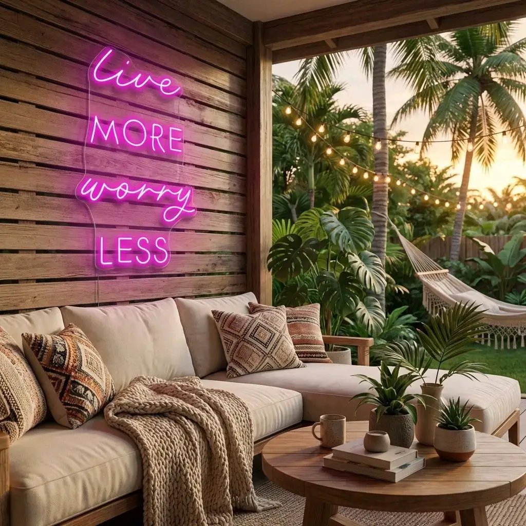 Live More Worry Less Led Neon Sign Light