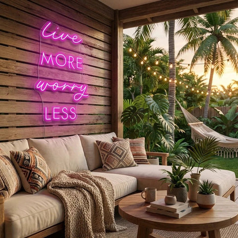 Live More Worry Less Led Neon Sign Light