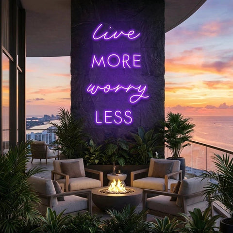 Live More Worry Less Led Neon Sign Light