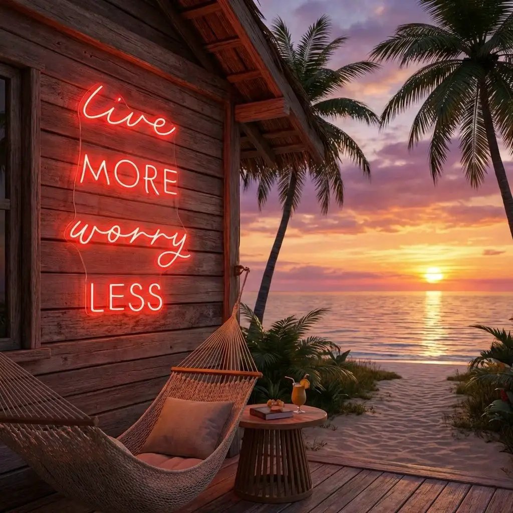 Live More Worry Less Led Neon Sign Light