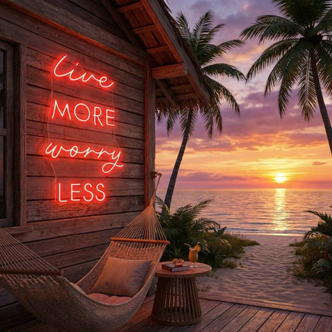 Live More Worry Less Led Neon Sign Light