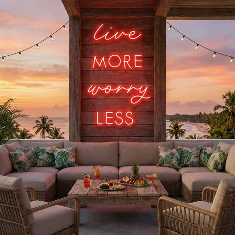 Live More Worry Less Led Neon Sign Light